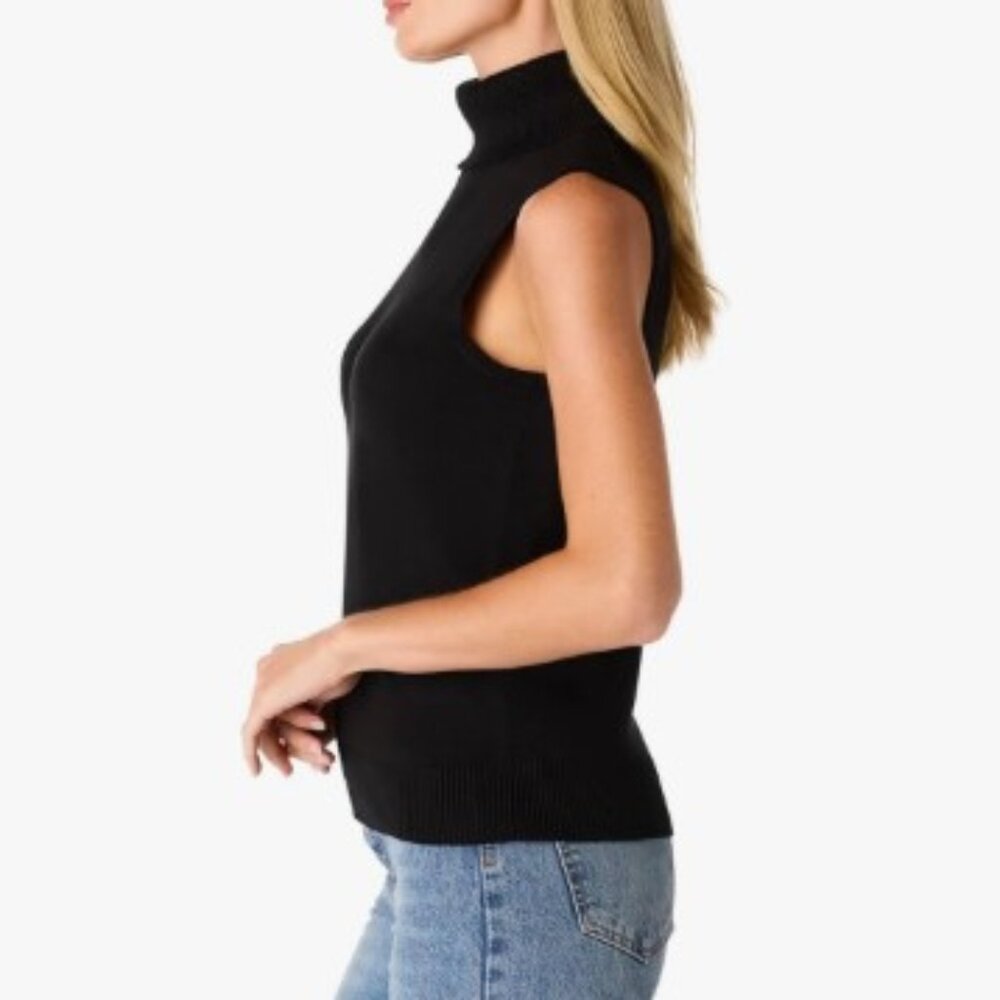 Cable & Gauge Black Sleeveless Turtleneck Knit Top, Size M